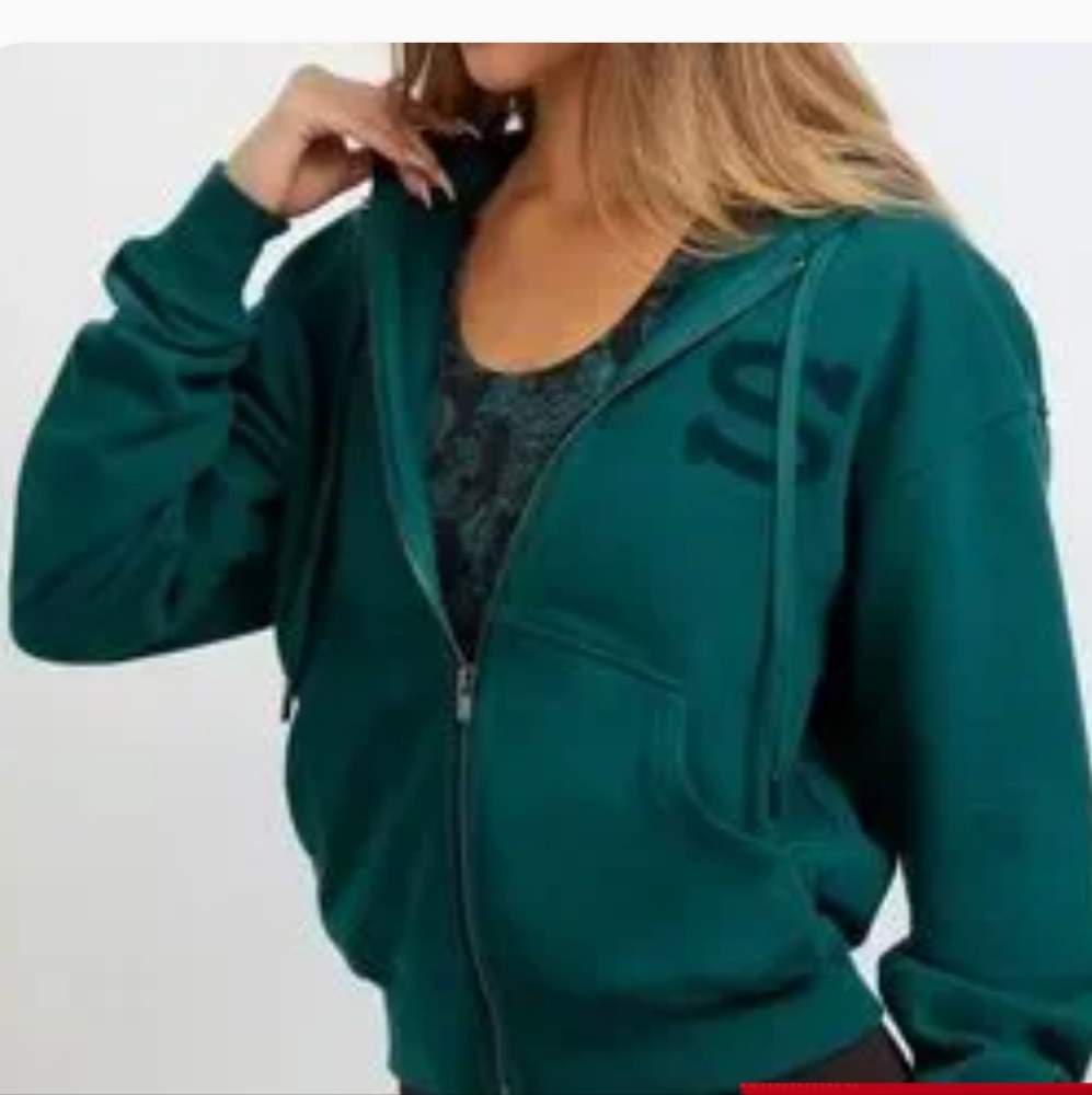 NWT Stori by Katy Hearn Seek Zip Up Hoodie Size 2 Deep Teal